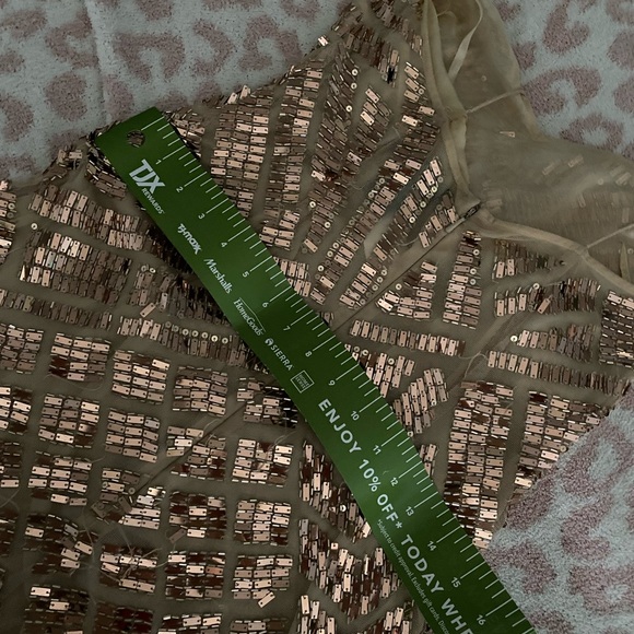 Basix Black Label New Years Champagne Spaghetti Strap Mirror Dress - Picture 7 of 10